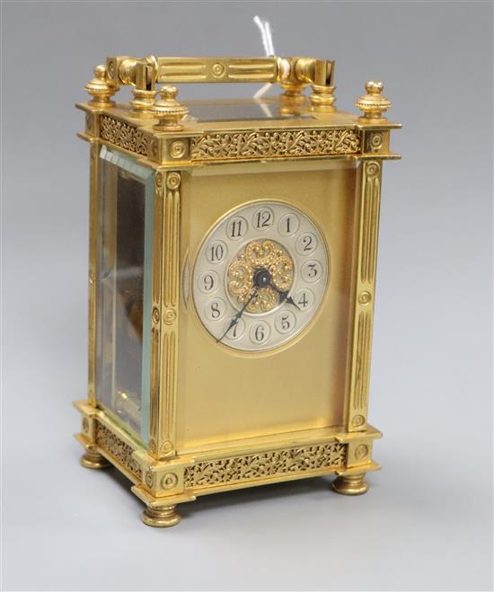 A brass carriage timepiece